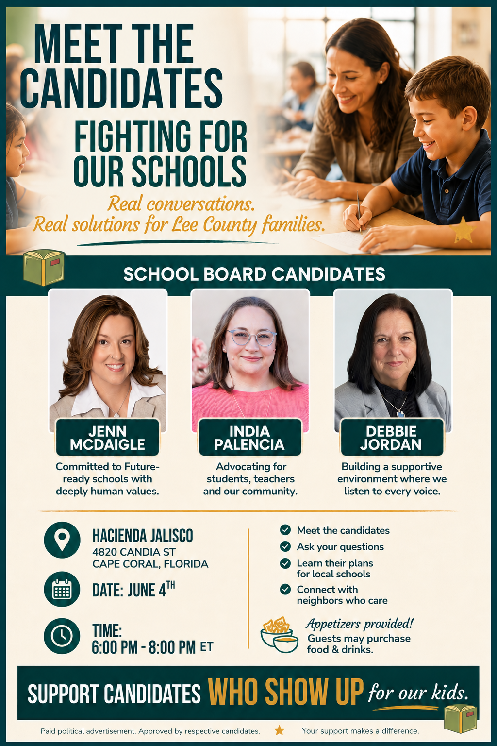 Meet the Candidates Fighting for Our Schools — June 4 at Hacienda Jalisco
